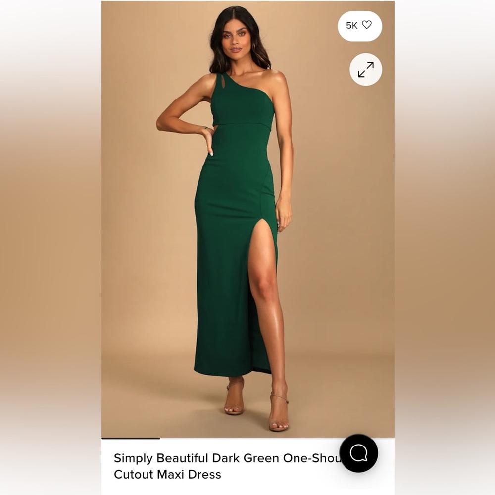 Lulu's Dark Green One-Shoulder Maxi Dress